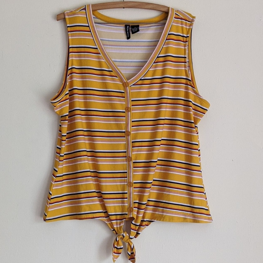Mustard Yellow Blue Knotted Plus Size Shirt 💛🧡💙